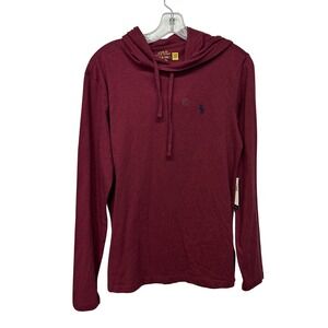 Polo Ralph Lauren Mens Hooded Jersey Tee NWT Burgundy Red Long Sleeve Small